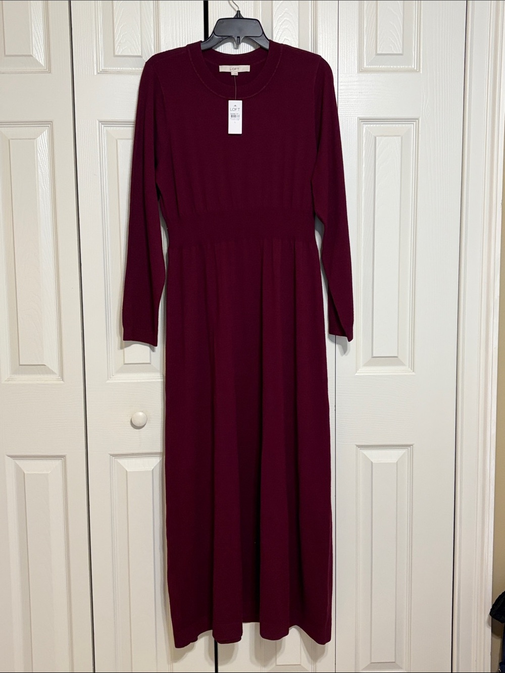NWT ~ LOFT Burgundy Maxi Sweater Dress Size Large